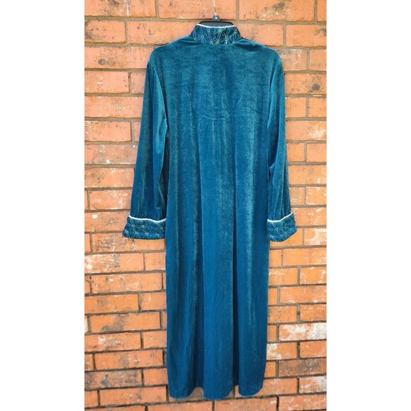 Long Sleeve Velvet Maxi Half Zipper Closure Jade Robe Ladies Size XL - Picture 2 of 6